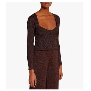 NWT Staud “Cerro” Metallic Cropped Sweater (Size Small)